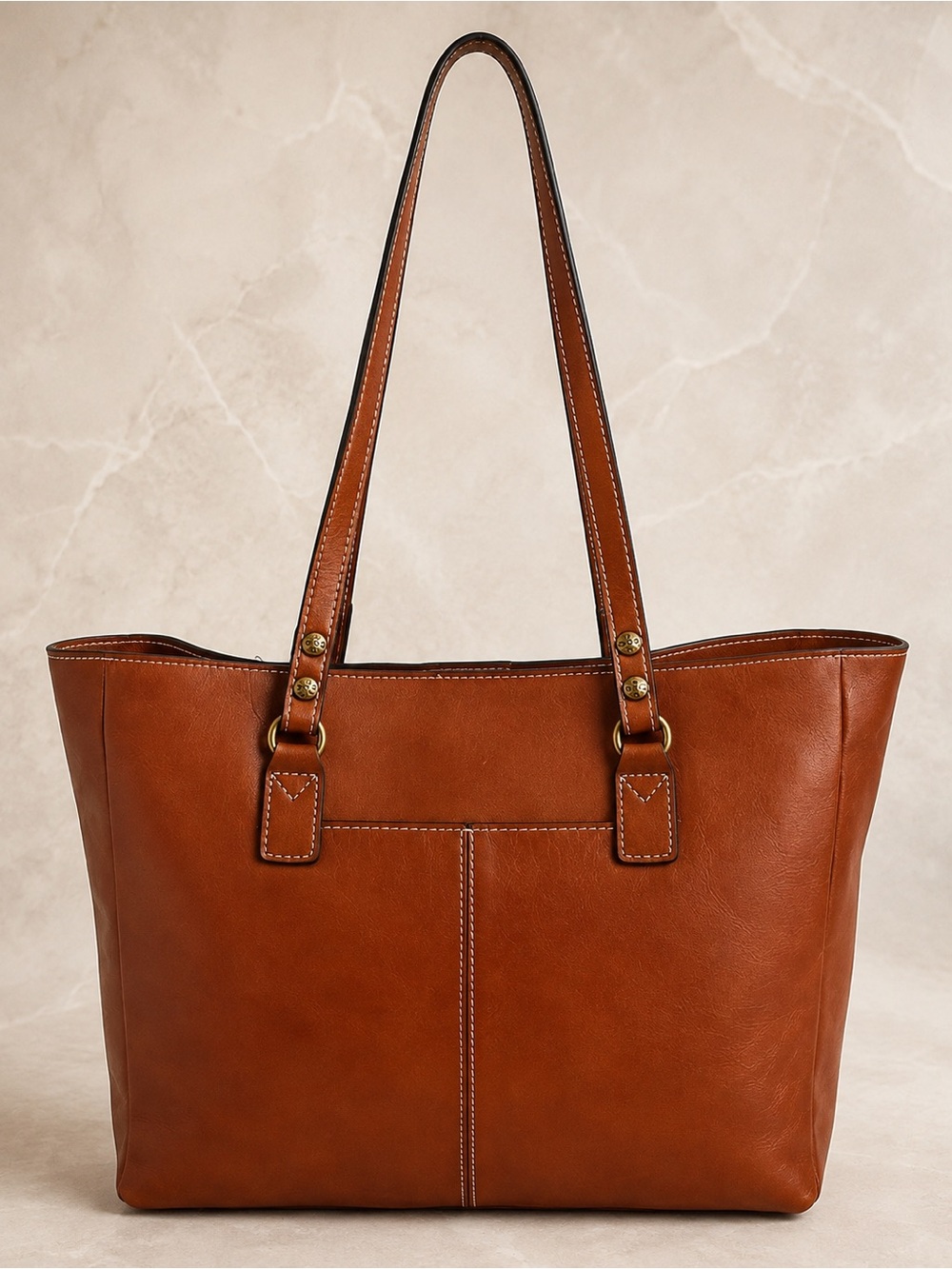 Patricia Nash Brown Italian Leather Large Tote Shoulder Bag Work Laptop - Picture 3 of 12